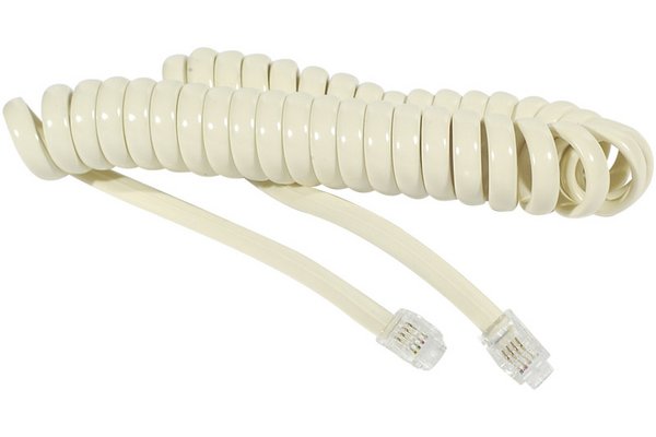 Le guide complet : Cordon téléphonique spiralé RJ9 / RJ9 ivoire - 2 m