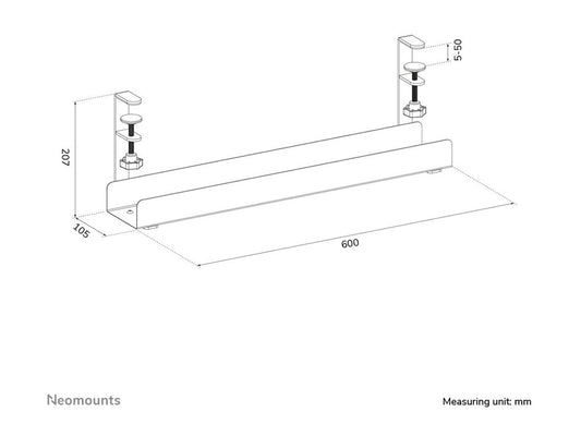 NEOMOUNTS Cable Management Tray max 5kg. clamp-on design universal white