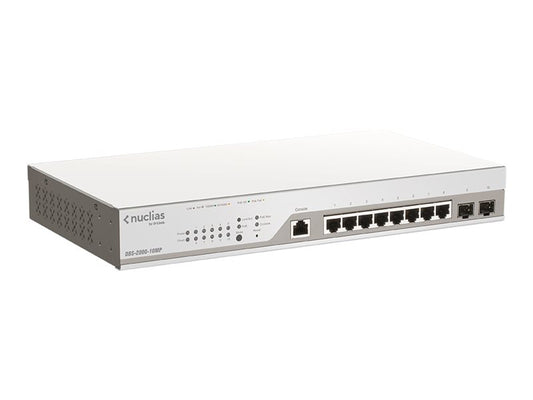 D-LINK Nuclias Cloud Switch Smart+ L2 with 1year Free License 8 Gigabit PoE/PoE+ & 2 SFP ports PoE budget 130