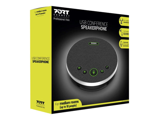 PORT DESIGNS USB Conference Speakerphone Conference Microphone + Speaker Suitable For Small & Medium Sized Rooms Up To 10 People