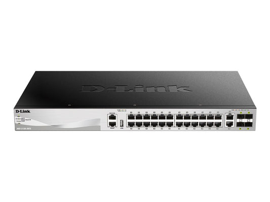 D-LINK L3 Light Switch 24 Gigabit Ports & 2 10GBASE-T Ports & 4 10GbE SFP+ Ports Physical Stack Up To 9 Units