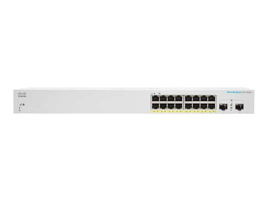 CISCO Business Switching CBS220 Smart 16-port Gigabit PoE 130W 2x1G SFP uplink