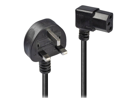 LINDY 1m UK 3 Pin to Right Angled IEC C13