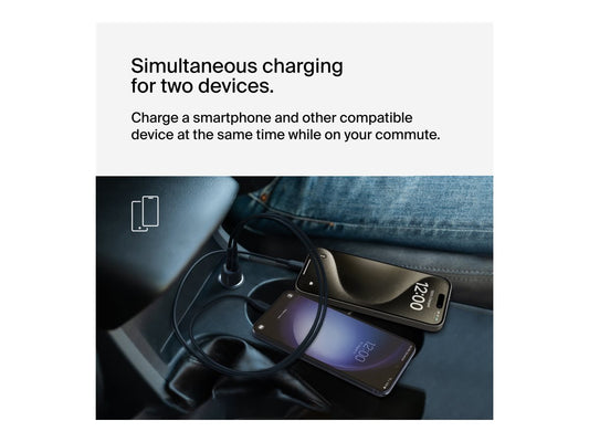 BELKIN Boost Charge 42w - 30w USB-C PD PPS + 12w USB-A Car Charger