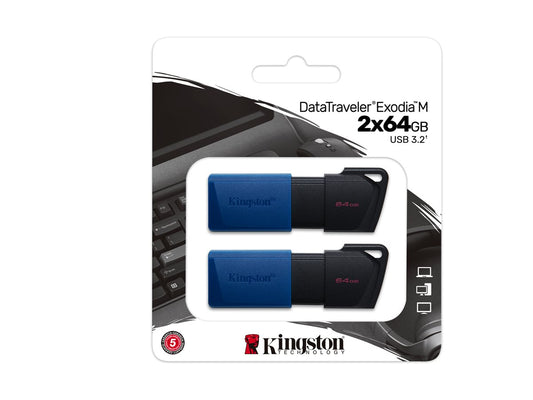 KINGSTON 64Go USB3.2 Gen 1 DataTraveler Exodia M Black + Blue 2 Pieces