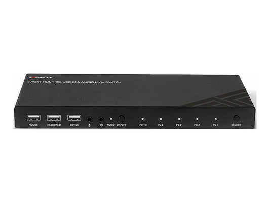 LINDY KVM Switch HDMI 18G USB 2.0 & Audio 4 Port