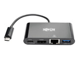 EATON TRIPPLITE USB-C Multiport Adapter - HDMI USB 3.0 Port GbE 60W PD Charging HDCP Black