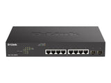 D-LINK 10-Port Layer2 PoE+ Gigabit Smart Switch 8x 10/100/1000Mbit/s TP RJ-45 PoE Port 802.3af/at Power-over-Ethernet up to 30 Watt