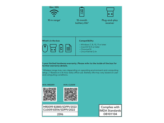 LOGITECH M171 Mouse right and left-handed optical 3 buttons wireless 2.4 GHz USB wireless receiver blue/grey