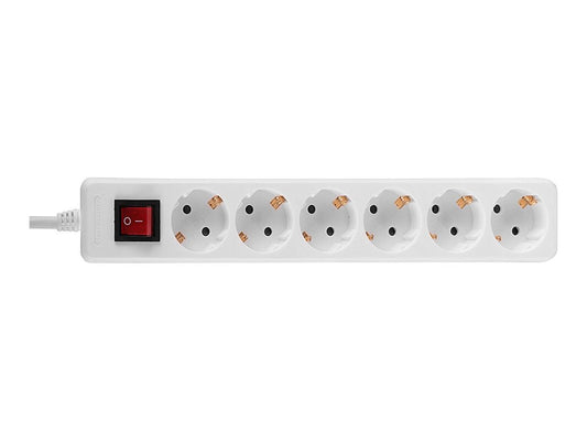 LINDY Mains 6 way gang socket with on/off switch