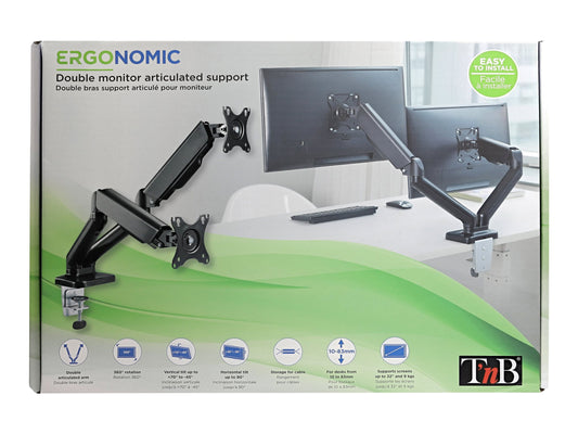 TNB ERGO Line Double Articulated Monitor Arm Ideal For Positioning 2 Screens Side By Side