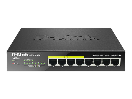 D-LINK Switch gigabit ethernet non admin 8 ports 10/100/1000Mbps dont 4 PoE