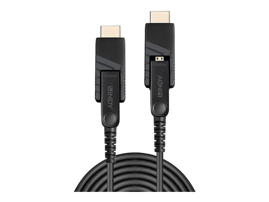LINDY 70m Fibre Optic Hybrid Micro-HDMI 18G Cable with Detachable HDMI & DVI Connectors