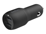 BELKIN BOOST CHARGE 24w USB-A Dual Car Charger w/ 1M PVC A-LTG Black