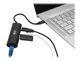 EATON TRIPPLITE 3-Port USB-C Hub with LAN Port USB-C to 3x USB-A Ports and Gbe USB 3.0 Black