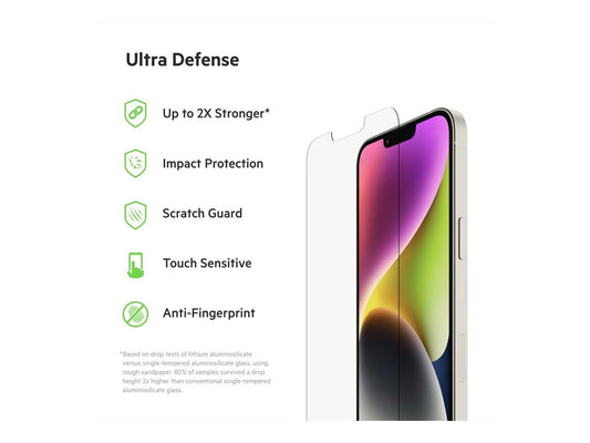 BELKIN ScreenForce Pro UltraGlass Anti-Microbial Screen Protection for iPhone 14/13/13 Pro