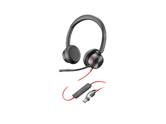 HP Poly Blackwire 8225 Stereo Microsoft Teams Certified USB-C Headset +USB-C/A Adapter