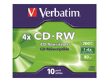 VERBATIM CD-RW 80 min. / 700 MB 1-4x pack de 10 boîtier cristal
