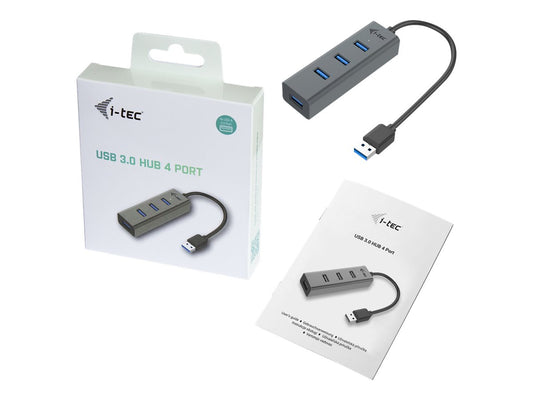 I-TEC USB 3.0 Metal HUB 4 port without power adapter ideal for Notebook Ultrabook Tablet PC supports Win und Mac OS