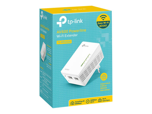 TP-LINK AV600 2-port Powerline WiFi Extender 500Mbps Powerline datarate 300Mbps wireleses N Plug and Play 2 fast ethernet port