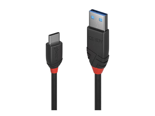 LINDY 1.5m USB 3.1 Type A to C Cable 3A Black Line