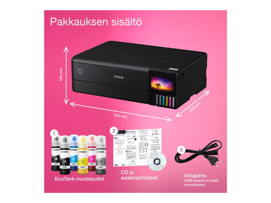 EPSON EcoTank ET-8550 MFP colour inkjet refillable A3 16ppm Print USB LAN Wi-Fi Black