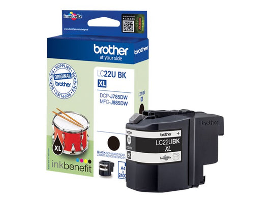 BROTHER LC22UBK Cartouche de encre Noir, 2400 pages pour DCP-J785DW et MFC-J985DW