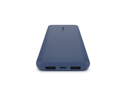 BELKIN Batterie externe 3 ports 10K avec câble USB-A vers USB-C bleu