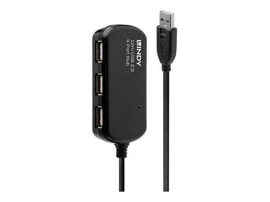 LINDY Rallonge active USB 2.0 Pro avec Hub 4 ports 12m