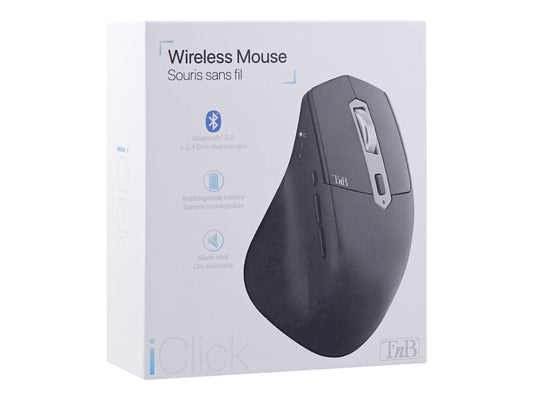 TNB iClick Wireless Bluetooth Mouse + Dongle 2.4 Ghz Combine Comfort And Performance 3 Connection Profiles
