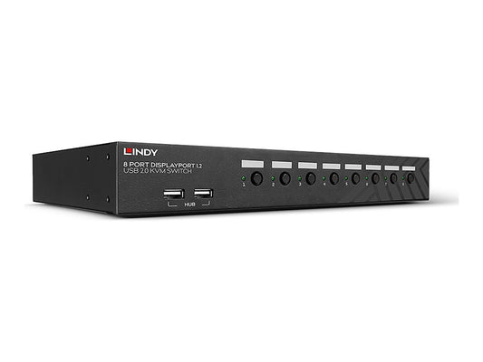 LINDY 8 Port DisplayPort 1.2 USB 2.0 KVM Switch Switches between up to 8 PCs from one display keyboard and mouse