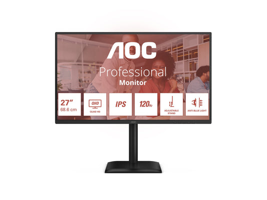 AOC Q27E4U 27p WQHD IPS 120Hz 4ms 350cd/m2 HDMI2.0 DP USB3.2 HUB USB Pivot Speakers