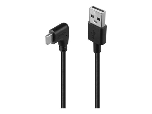 LINDY 0.5m USB 2.0 Type A to C Cable 90 Right Angle