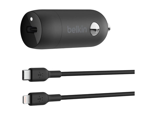 BELKIN 30W USB PD Car Charger With PPS W/PVC C-LTG 1m Black