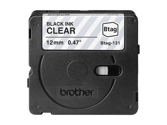 BROTHER 12MM BTAG131 Tape Black on Transparent
