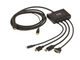 EATON TRIPPLITE 4-Port Presentation Adapter 4K 60Hz 4:4:4 HDMI DP USB-C and 1080p VGA to HDMI Built-In Cables