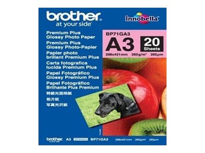 BROTHER BP-71GA3 brillant photo inkjet 260g/m2 A3 20 feuilles pack de 1