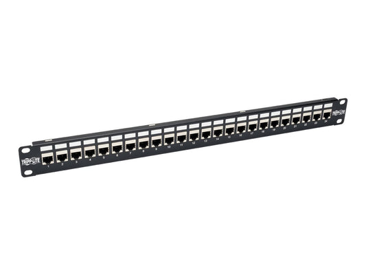 EATON TRIPPLITE 24-Port 1U Rack-Mount STP Shielded Cat6a Feedthrough Patch Panel RJ45 Ethernet TAA