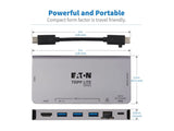 EATON TRIPPLITE USB-C Dock - 4K HDMI USB 3.2 Gen 1 USB-A Hub GbE Memory Card 100W PD Charging Detachable Cord