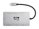 EATON TRIPPLITE USB-C Dock Dual Display - 4K 60Hz HDMI USB 3.2 Gen 1 USB-A Hub Memory Card 100W PD Charging Gray