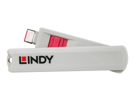 LINDY USB Type C Port Blocker Key - Pack of 4 Blockers Red