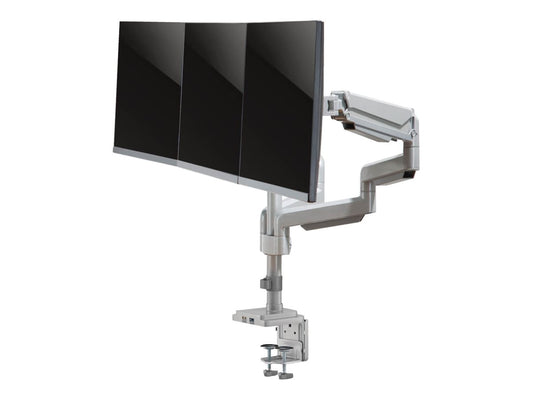 EATON TRIPPLITE Triple-Display Flex-Arm Desktop Clamp for 17inch to 30inch Flat-Screen Displays - USB and Audio Ports Aluminum