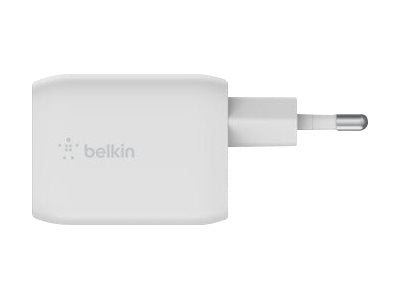 BELKIN BOOST CHARGE 65w USB-C GaN PD PPS Dual Wall Charger White