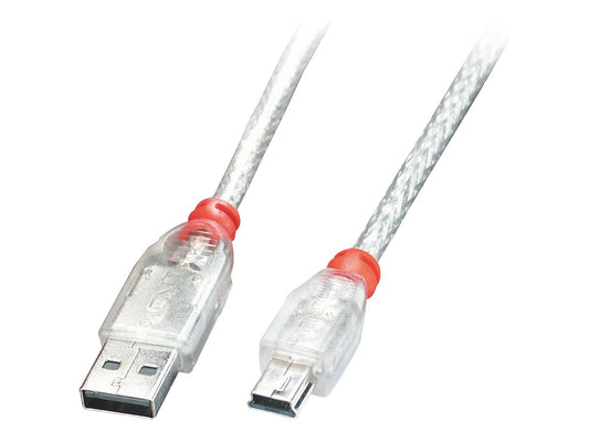 LINDY USB 2.0 Cable A/Mini-B transparent 0.5m High/Full/Low Speed USB LINDY Design