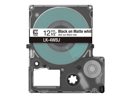 EPSON Matte Tape White/Black 12mm 8m LK-4WBJ