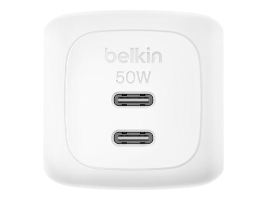 BELKIN BoostCharge 50W Dual USB-C PD Wall Charger with PPS WHT