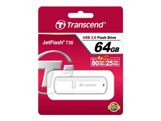 TRANSCEND 64Go Clé USB USB3.1 Gen1 Classique - Blanc