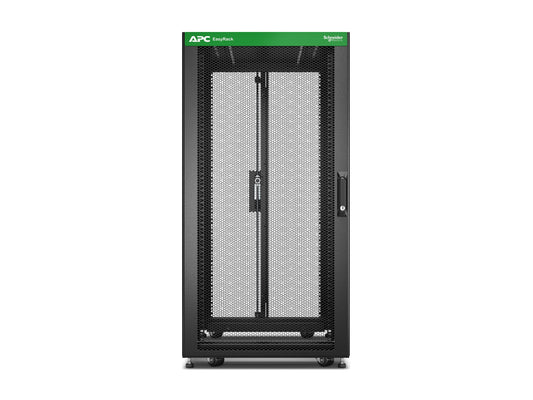 APC Easy Rack 600mm/24U/1000mm with Roof Side panel castors feet and 4 Brackets No Bottom black