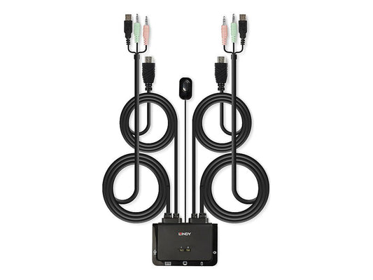 LINDY HDMI KVM Switch 2 Port USB 2.0 Compact HDMI 3D and 4K60 compliant USB 2.0 Audio and Mic