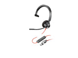 HP Poly Blackwire 3310 Monaural USB-C Headset +USB-C/A Adapter